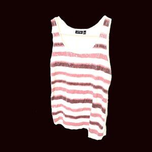 Apt 9 Top Womens Size XL Sequin Front Tank Top Pink Cream Stripe Bling